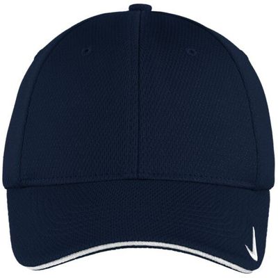 Am image of a Custom Nike Dri Fit Mesh Swoosh Flex Sandwich Cap in Navy!