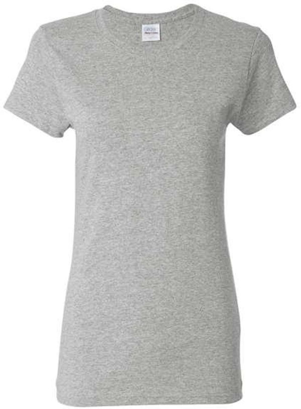 Am image of a Custom Gildan Heavy Cotton Women's Tshirt in Ash!