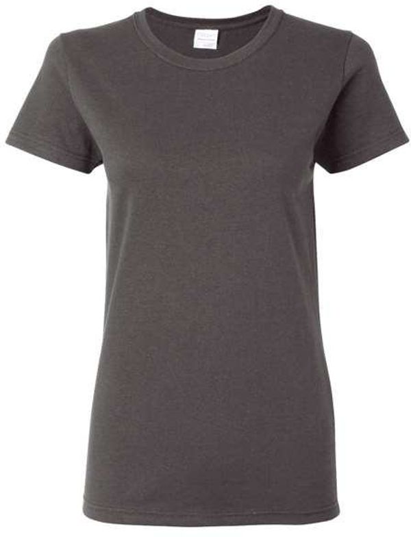 Am image of a Custom Gildan Heavy Cotton Women's Tshirt in Charcoal!