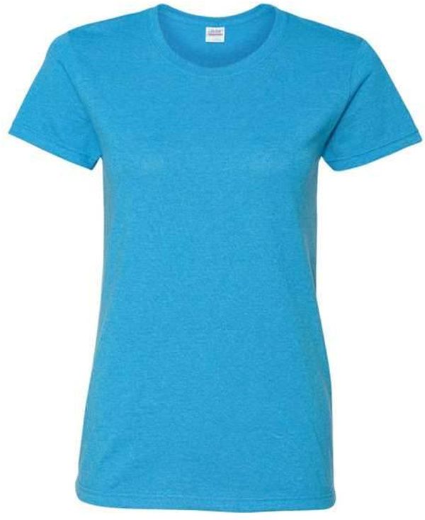 An image of a Custom Gildan Heavy Cotton Women's Tshirt in Heather Sapphire!