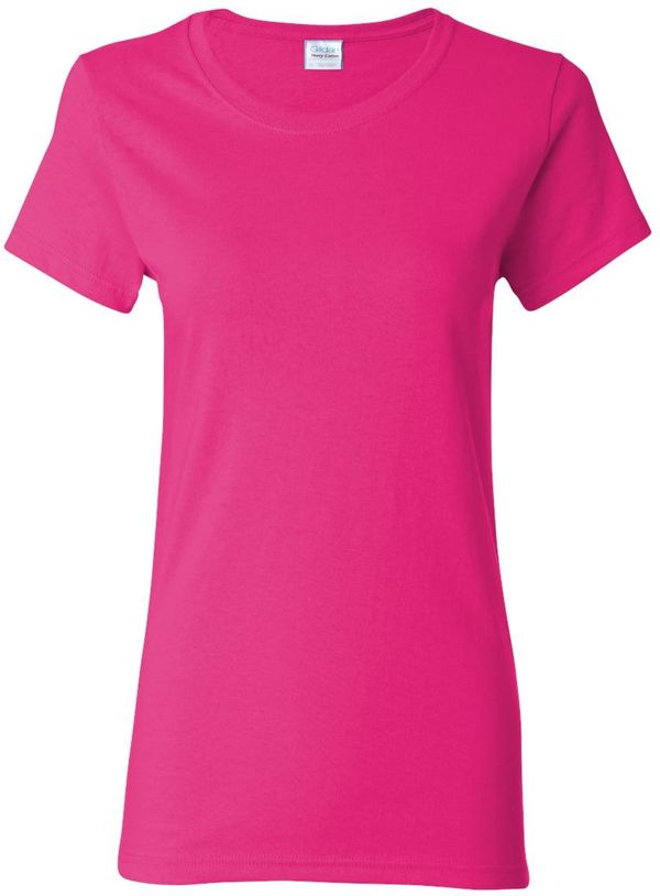 Am image of a Custom Gildan Heavy Cotton Women's Tshirt in Heliconia!