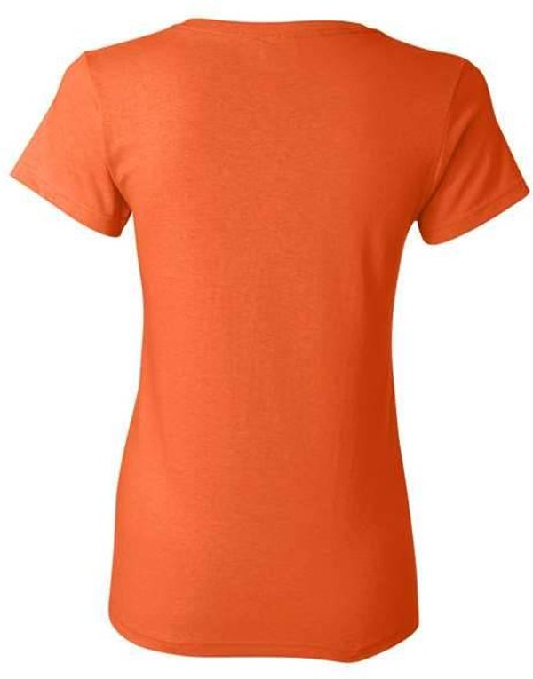 Am image of a Custom Gildan Heavy Cotton Women's Tshirt in Orange!