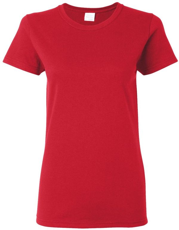 Am image of a Custom Gildan Heavy Cotton Women's Tshirt in Red!