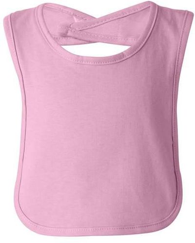 Am image of a Custom Rabbit Skins Infant Premium Jersey Bib in Pink!