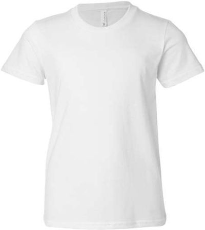 Am image of a Custom Bella and Canvas Youth Unisex Jersey Tee in White!