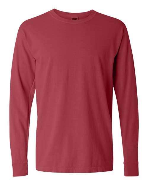 Comfort Colors Garment Dyed Heavyweight Long Sleeve T Shirt in Crimson