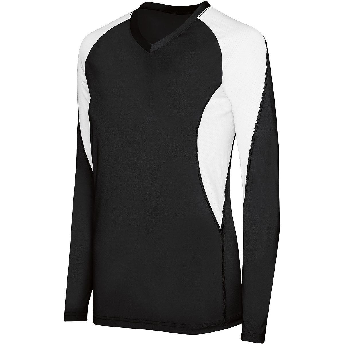 High Five Ladies Long Sleeve Court Jersey in Black/White