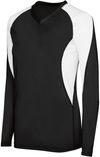 Am image of a Custom High Five Ladies Long Sleeve Court Jersey in Black/White!
