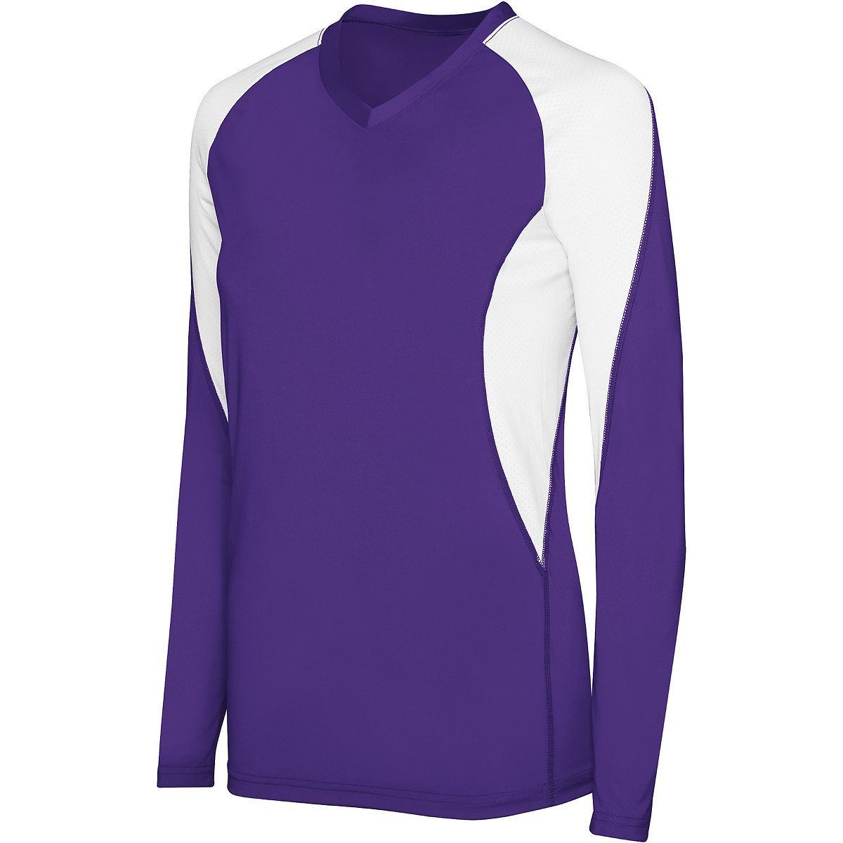 High Five Ladies Long Sleeve Court Jersey in Purple/White
