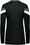 An image of a Custom High Five Youth Girls Truhit Tri Color Long Sleeve Jersey in Black/Graphite/White!