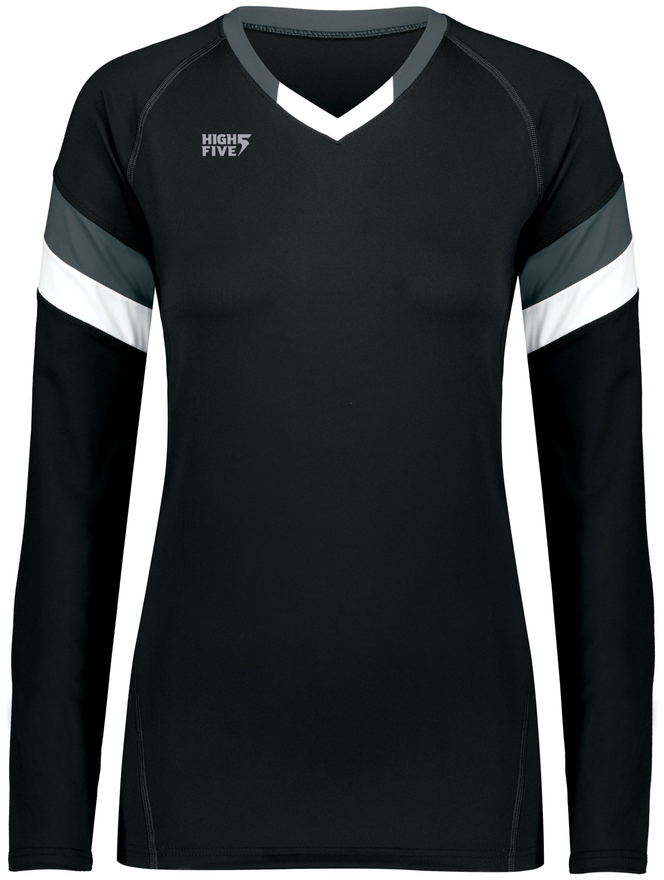 High Five Youth Girls Truhit Tri Color Long Sleeve Jersey in Black/Graphite/White