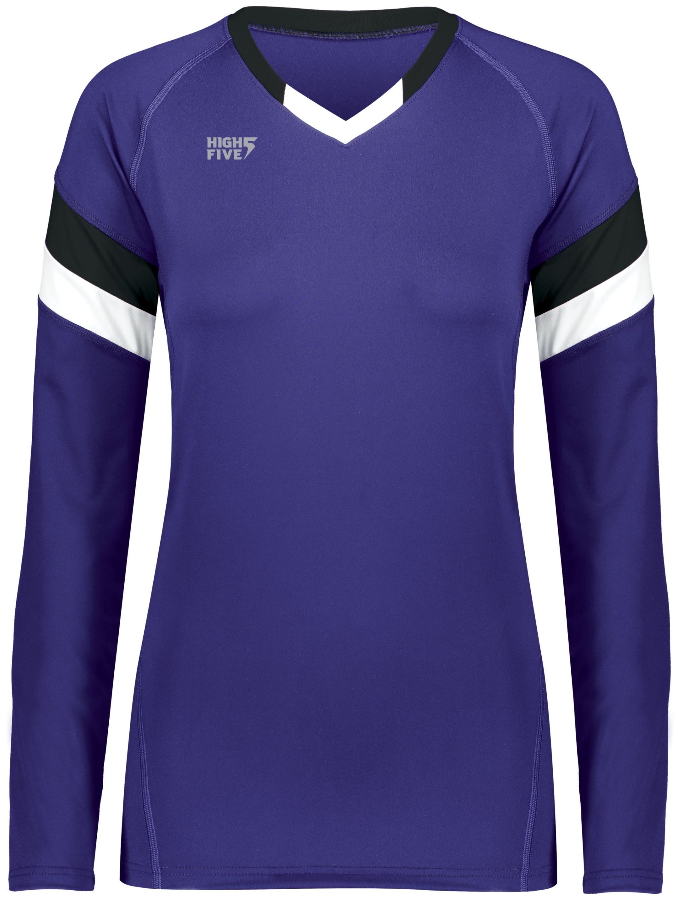 High Five Youth Girls Truhit Tri Color Long Sleeve Jersey in Purple/Black/White