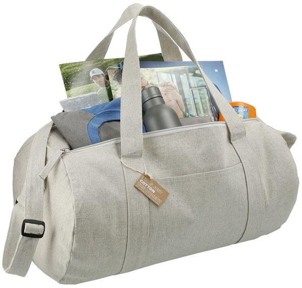 An image of a Custom Repose 10oz Recycled Cotton Barrel Duffel!