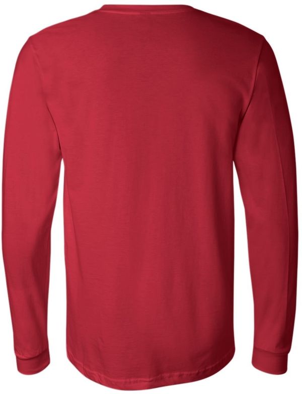 Am image of a Custom Bella and Canvas Jersey Long Sleeve T Shirt in Red!