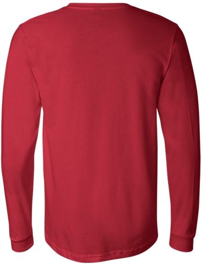 Am image of a Custom Bella and Canvas Jersey Long Sleeve T Shirt in Red!