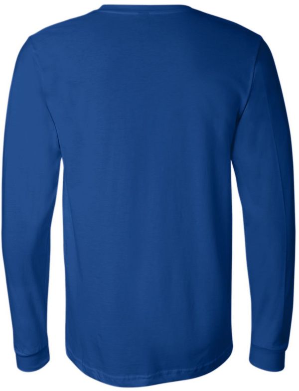 Am image of a Custom Bella and Canvas Jersey Long Sleeve T Shirt in True Royal!
