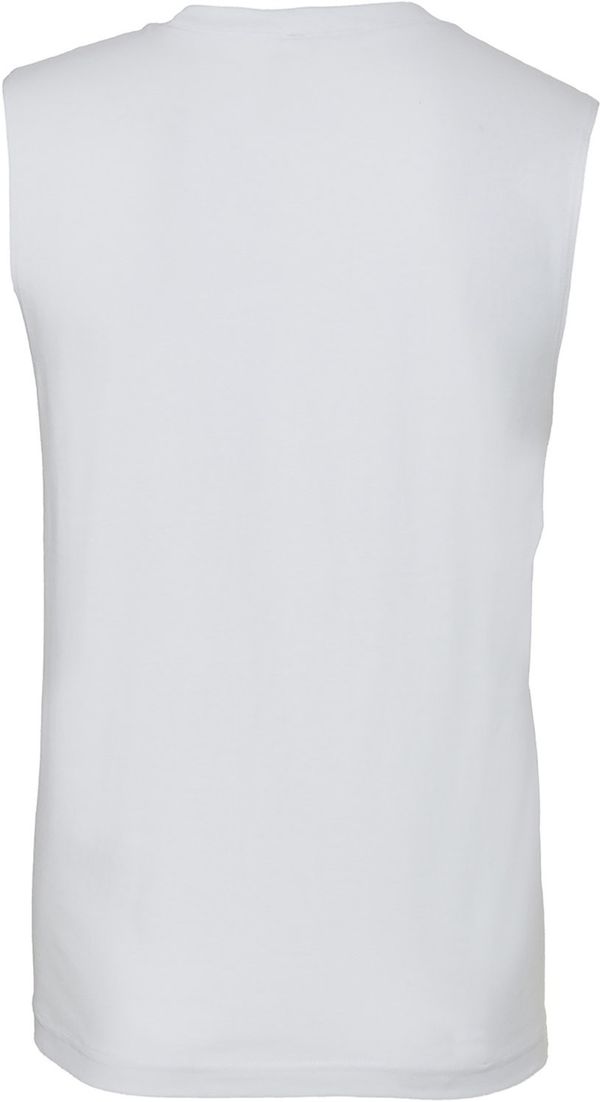 Am image of a Custom Bella and Canvas Unisex Jersey Muscle Tank in White!