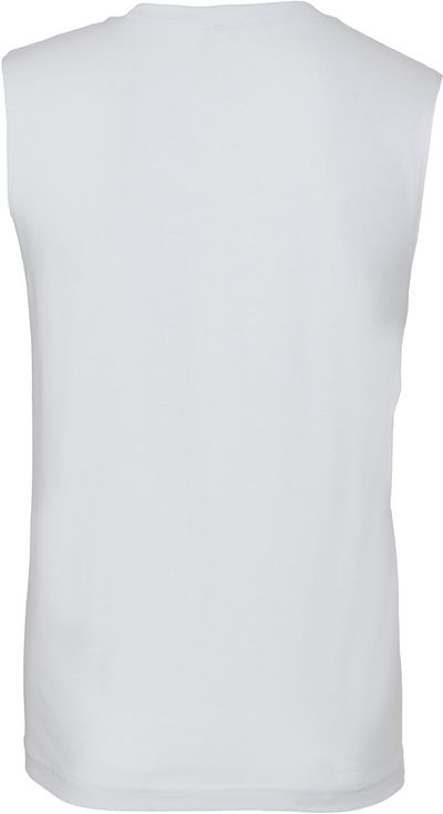 Am image of a Custom Bella and Canvas Unisex Jersey Muscle Tank in White!