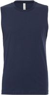 Am image of a Custom Bella and Canvas Unisex Jersey Muscle Tank in Navy!