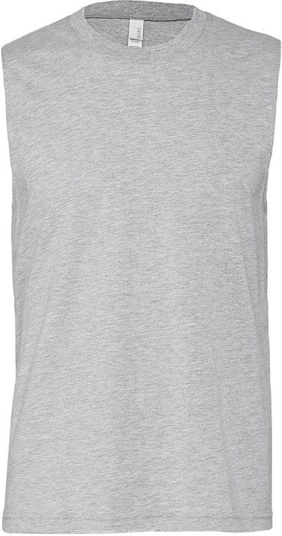 Am image of a Custom Bella and Canvas Unisex Jersey Muscle Tank in Athletic Heather!