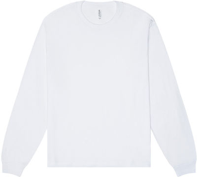 Am image of a Custom Bella and Canvas Unisex Heavyweight Long Sleeve T Shirt in White!