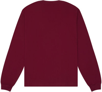 Am image of a Custom Bella and Canvas Unisex Heavyweight Long Sleeve T Shirt in Maroon!