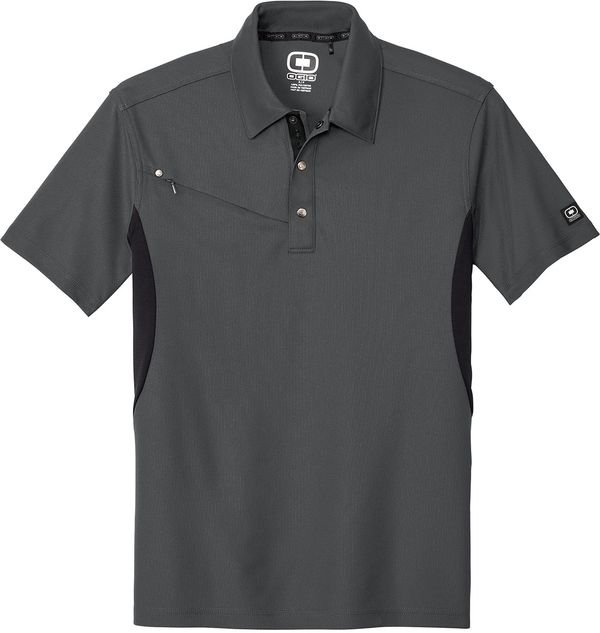 Am image of a Custom Ogio Accelerator Polo in Diesel Grey/Blacktop!