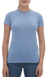 Am image of a Custom M&O Womens Deluxe Blend T Shirt in Heather Blue!