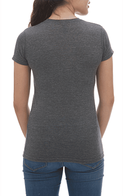 Am image of a Custom M&O Womens Deluxe Blend T Shirt in Heather Charcoal!