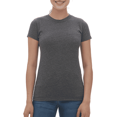 M&O Womens Deluxe Blend T Shirt in Heather Charcoal