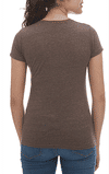 Am image of a Custom M&O Womens Deluxe Blend T Shirt in Heather Brown!