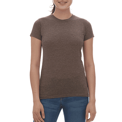 M&O Womens Deluxe Blend T Shirt in Heather Brown