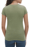 Am image of a Custom M&O Womens Deluxe Blend T Shirt in Heather Green!