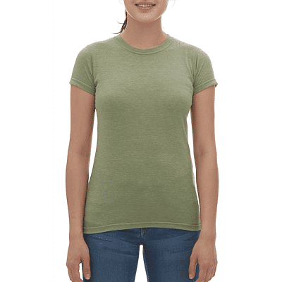M&O Womens Deluxe Blend T Shirt in Heather Green