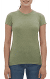 Am image of a Custom M&O Womens Deluxe Blend T Shirt in Heather Green!