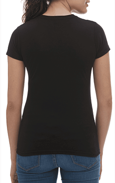 Am image of a Custom M&O Womens Deluxe Blend T Shirt in Black!