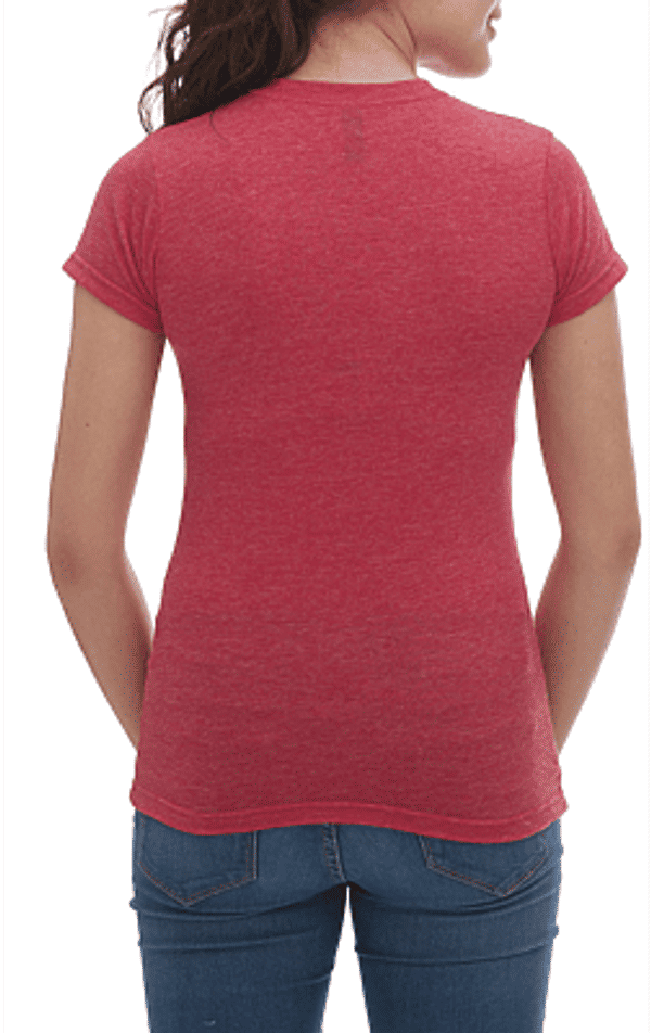 Am image of a Custom M&O Womens Deluxe Blend T Shirt in Red!