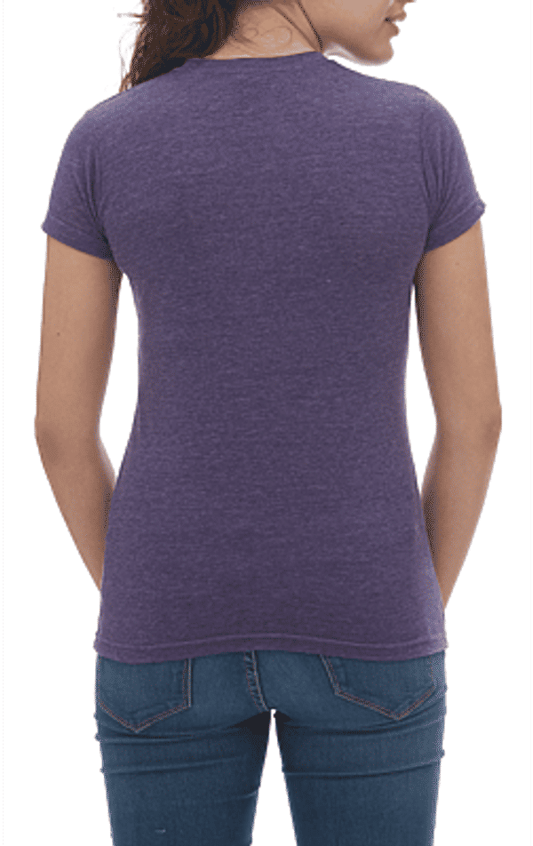 Am image of a Custom M&O Womens Deluxe Blend T Shirt in Heather Purple!