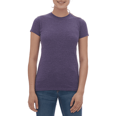 M&O Womens Deluxe Blend T Shirt in Heather Purple