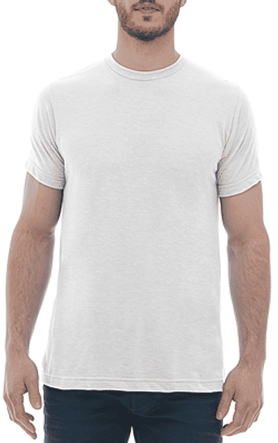 Am image of a Custom M and O Mens Deluxe Blend T Shirt in White!