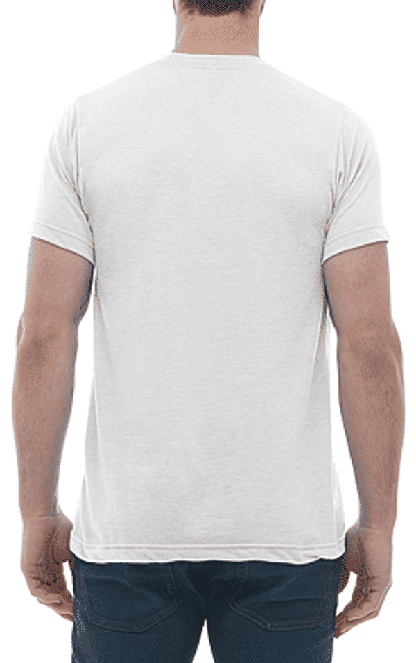 Am image of a Custom M and O Mens Deluxe Blend T Shirt in White!