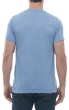 Am image of a Custom M and O Mens Deluxe Blend T Shirt in Heather Blue!