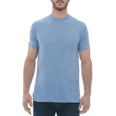 M and O Mens Deluxe Blend T Shirt in Heather Blue