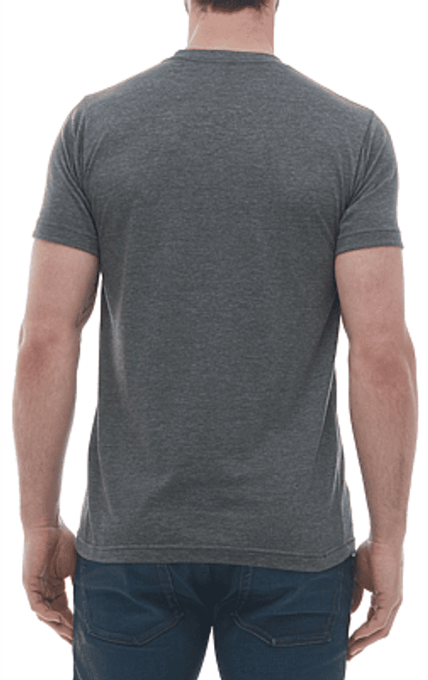 Am image of a Custom M and O Mens Deluxe Blend T Shirt in Heather Charcoal!