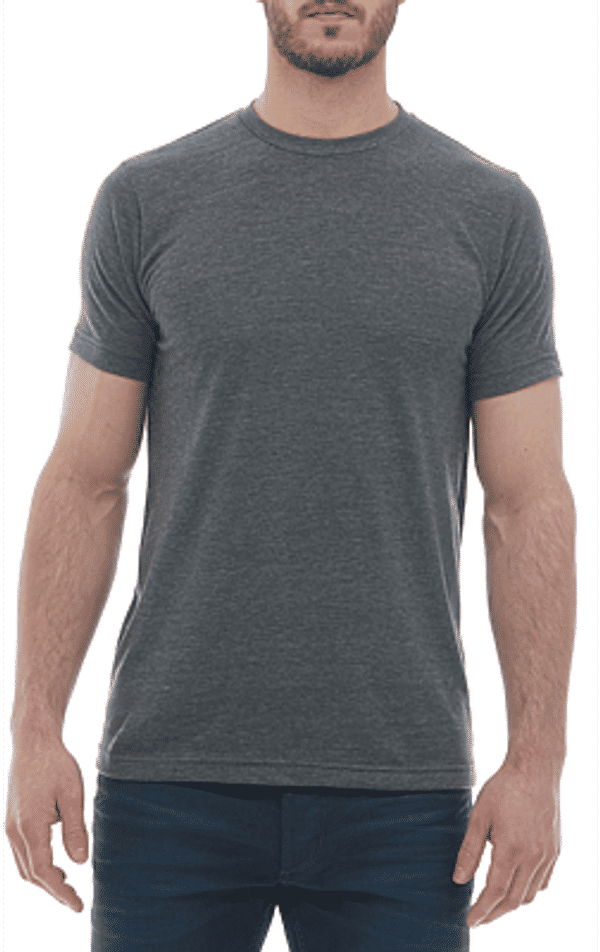 Am image of a Custom M and O Mens Deluxe Blend T Shirt in Heather Charcoal!