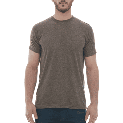 M and O Mens Deluxe Blend T Shirt in Heather Brown