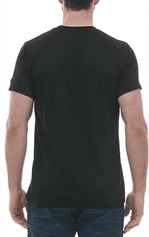 Am image of a Custom M and O Mens Deluxe Blend T Shirt in Black!