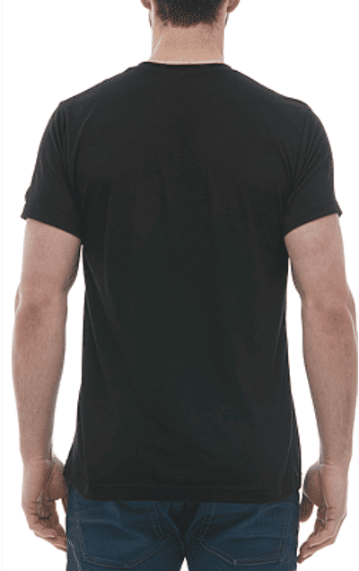 Am image of a Custom M and O Mens Deluxe Blend T Shirt in Black!