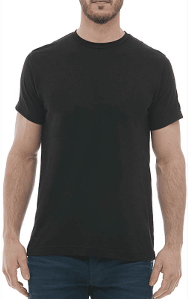 Am image of a Custom M and O Mens Deluxe Blend T Shirt in Black!