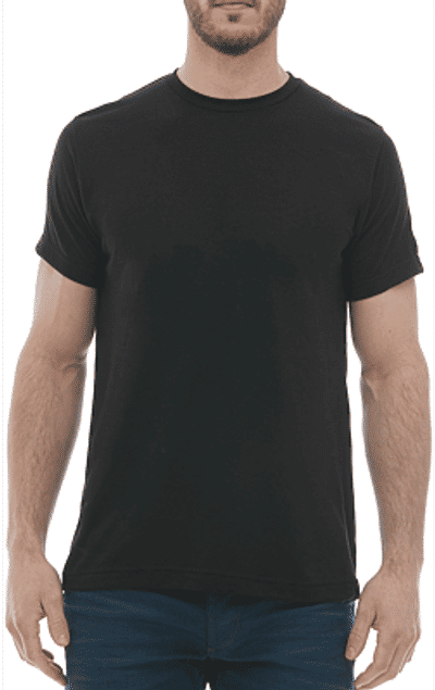 Am image of a Custom M and O Mens Deluxe Blend T Shirt in Black!
